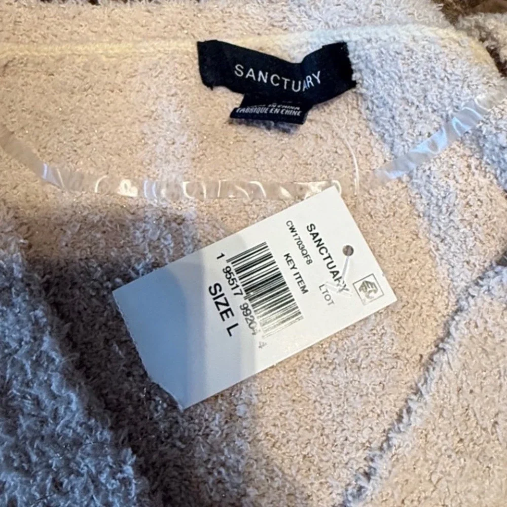 Sanctuary Womens V-Neck Fuzzy Eyelash Knit Lurex Sweater CW1703QF8 Cream Large